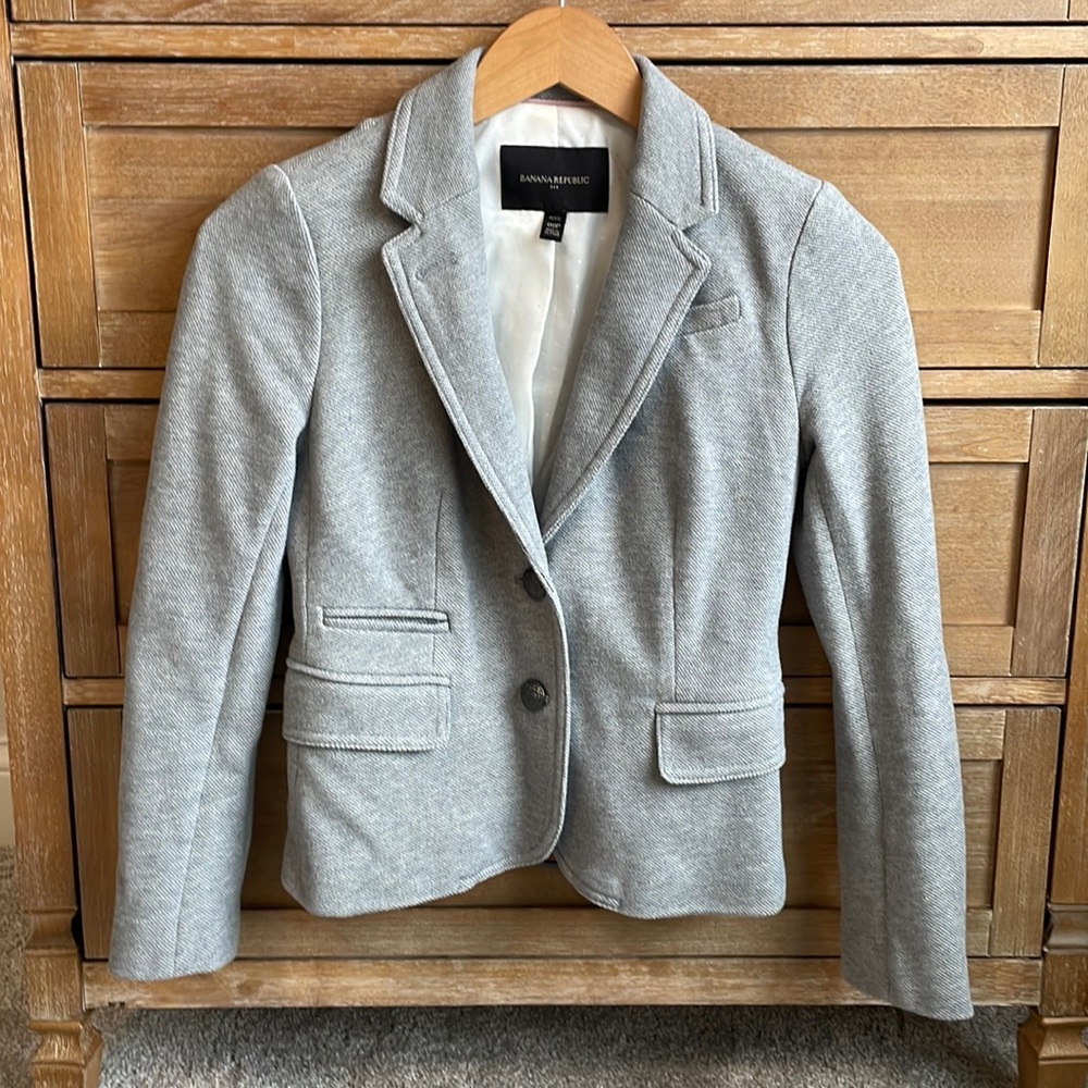 Banana Republic Grey Tweed Suit Jacket 00P